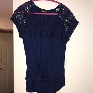 Blue Lace Top, ties at bottom! 💙